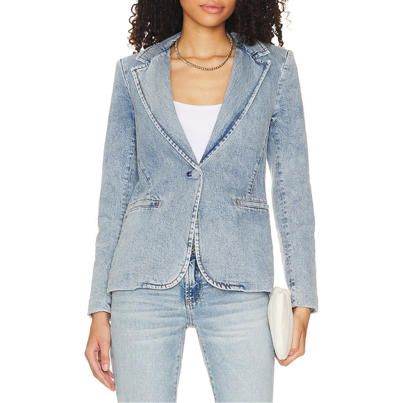 Alice + Olivia 'Macey' Fitted Blue Blazer Size 6 - Picture 1 of 4